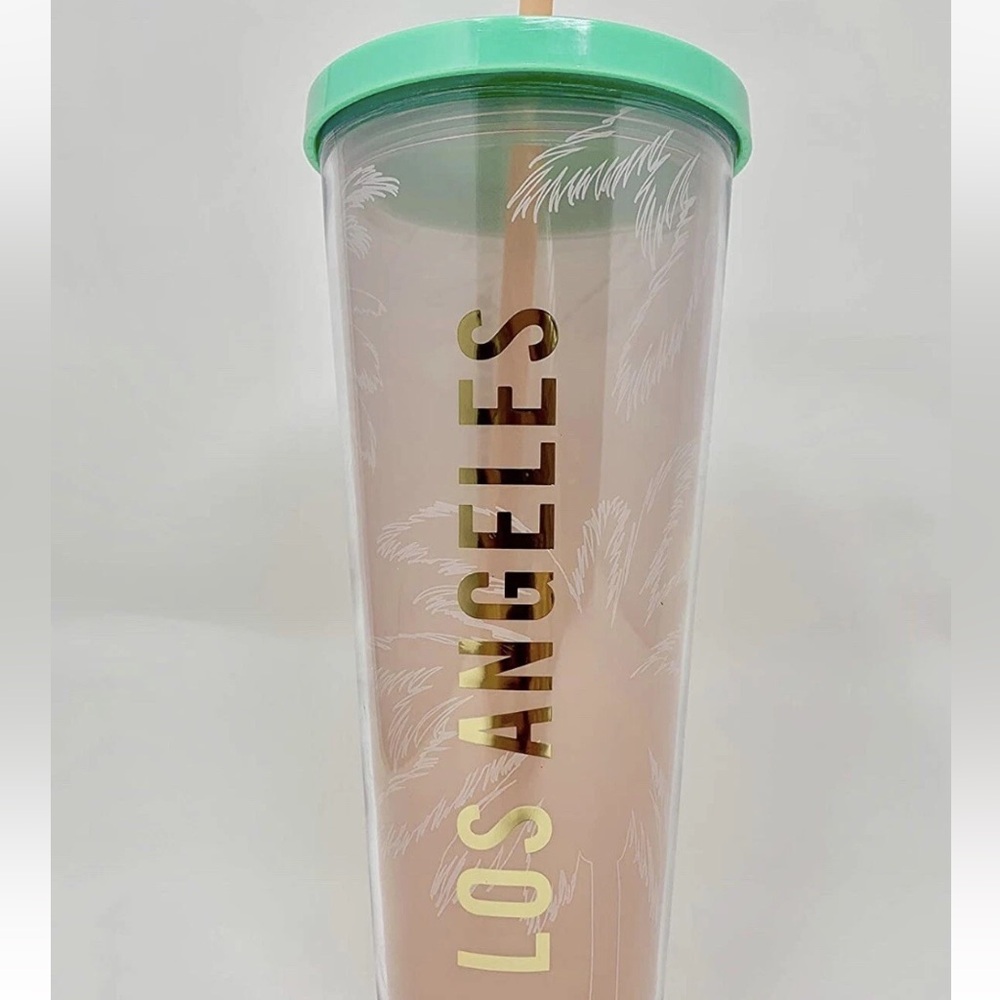 NEW Starbucks Los Angeles Pink/Palm Trees Venti  Cold Cup Tumbler‎ (24 oz)